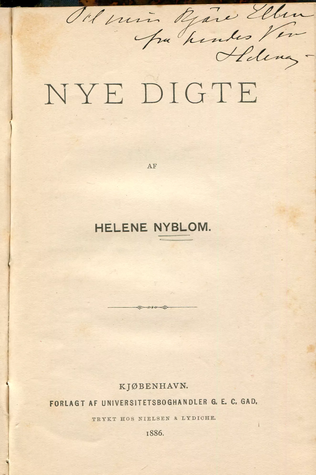Nye digte, Kjøbenhavn 1886