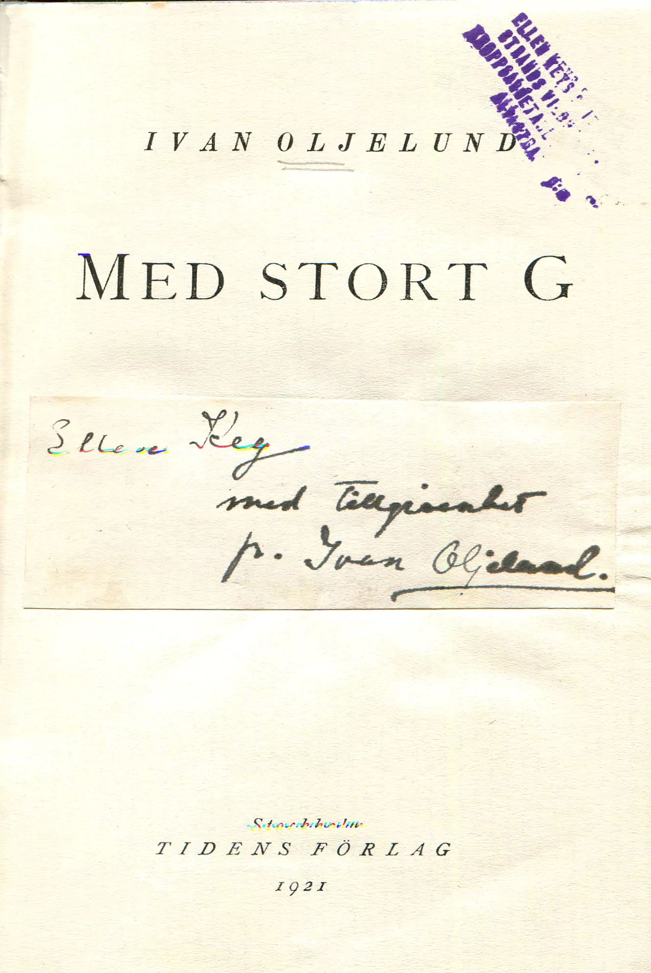 Med stort G, Stockholm 1921