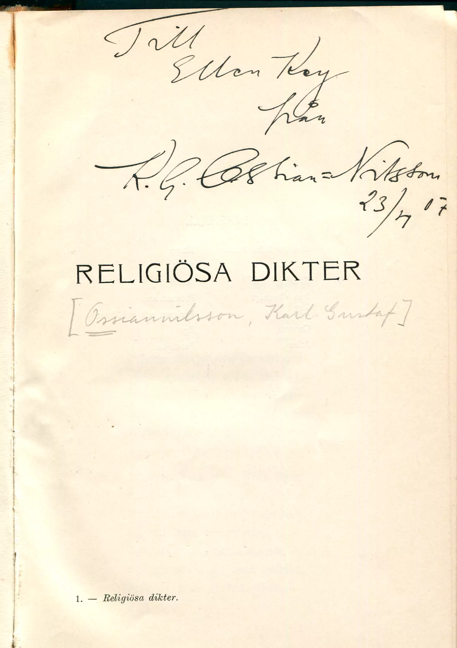 [Samlade dikter 5] Religiösa dikter, Stockholm 1907