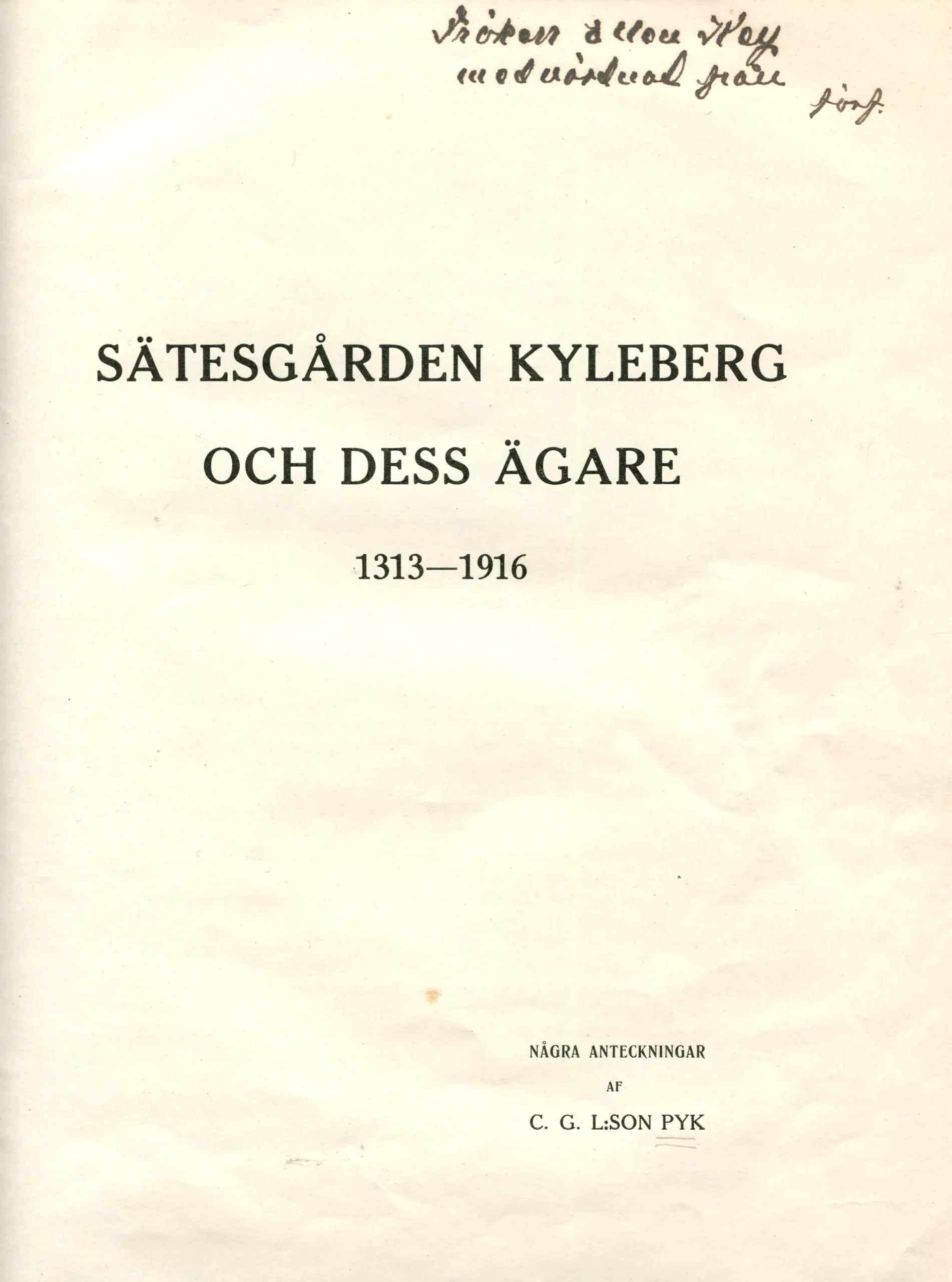 Sätesgården Kyleberg , Linköping 1916