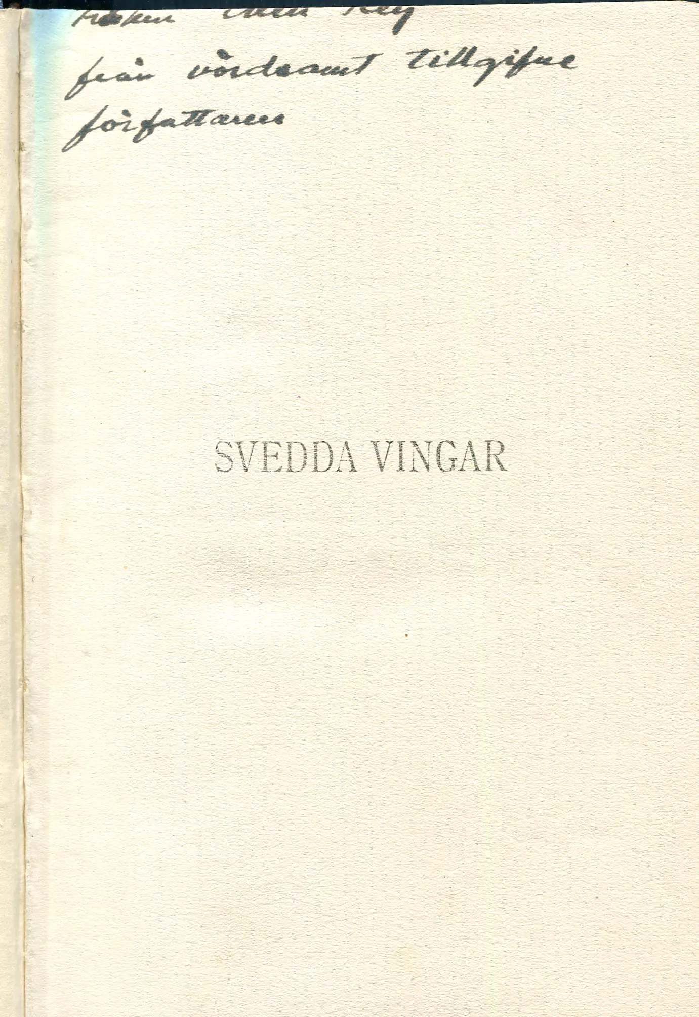 Svedda vingar , Stockholm 1919