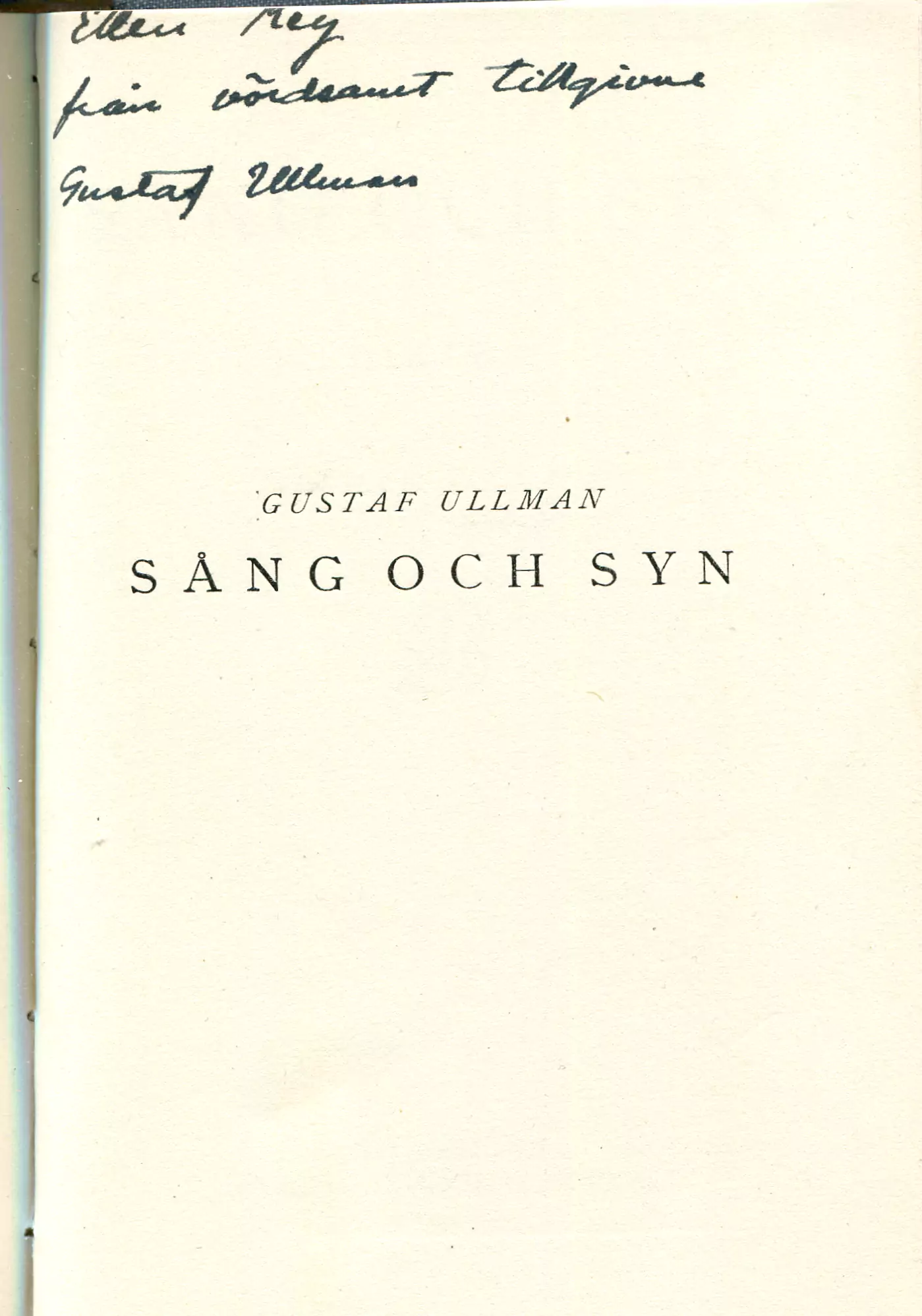 Sång och syn , Stockholm 1924
