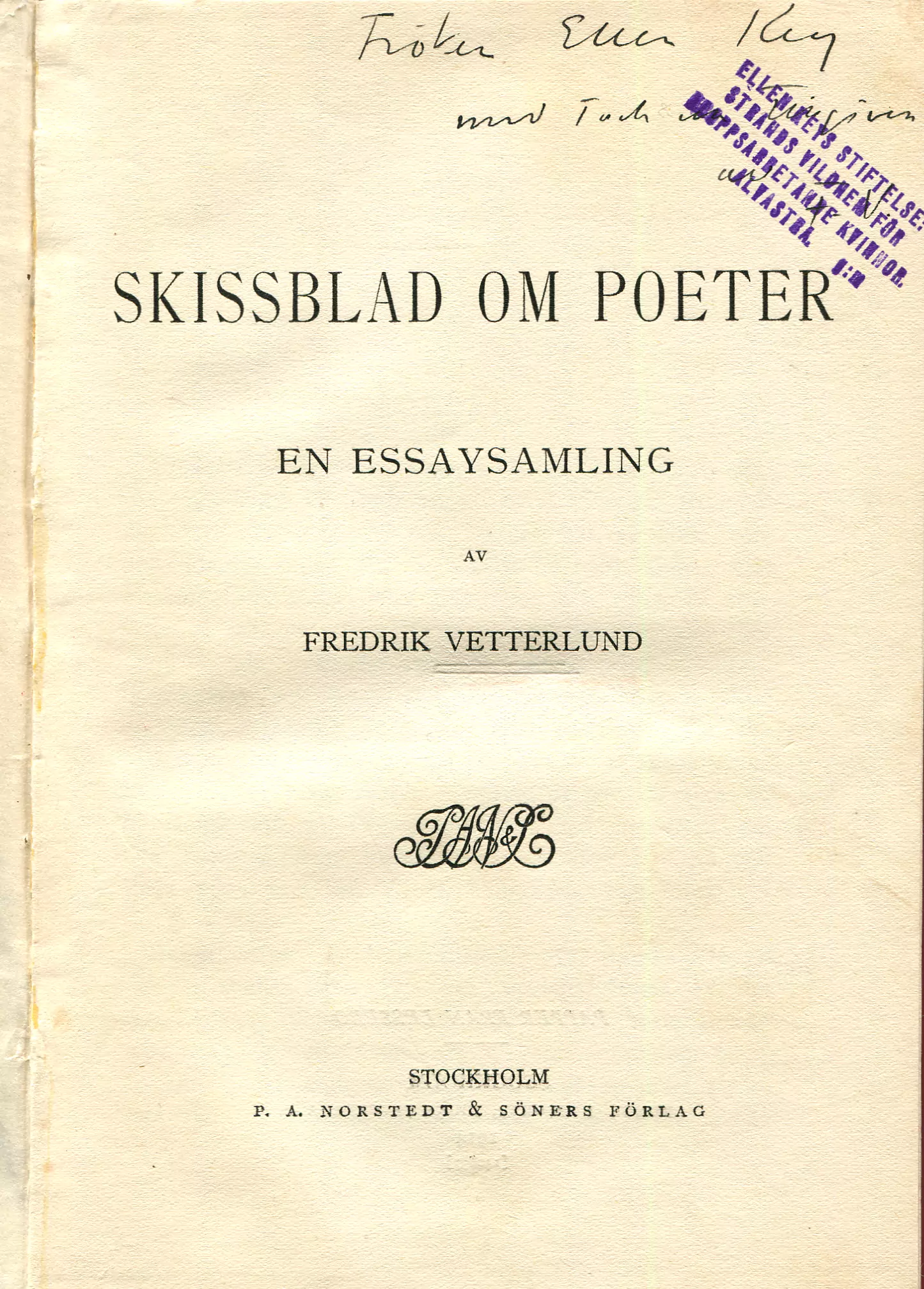 Skissblad om poeter , Stockholm 1914