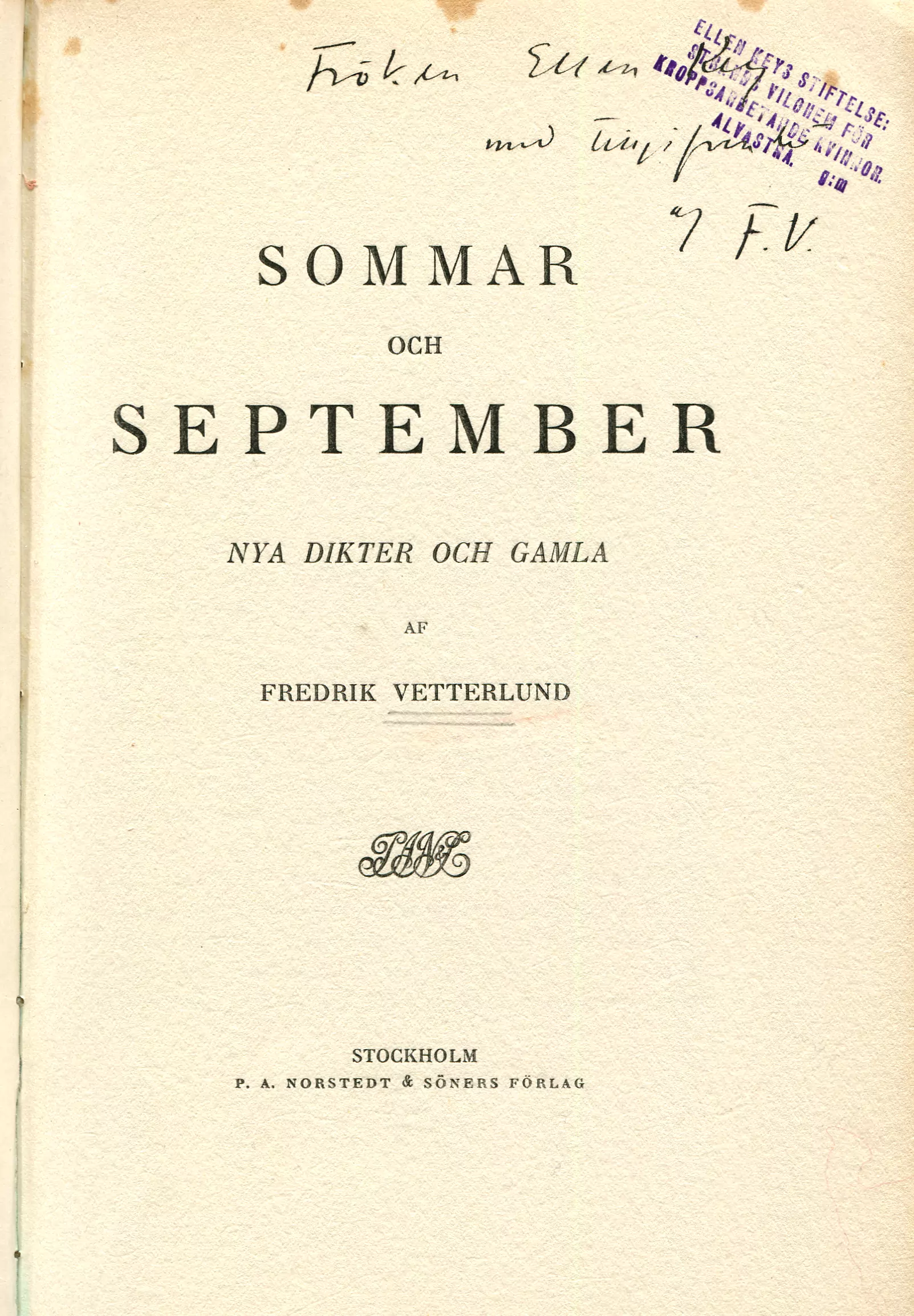 Sommar och september , Stockholm 1911